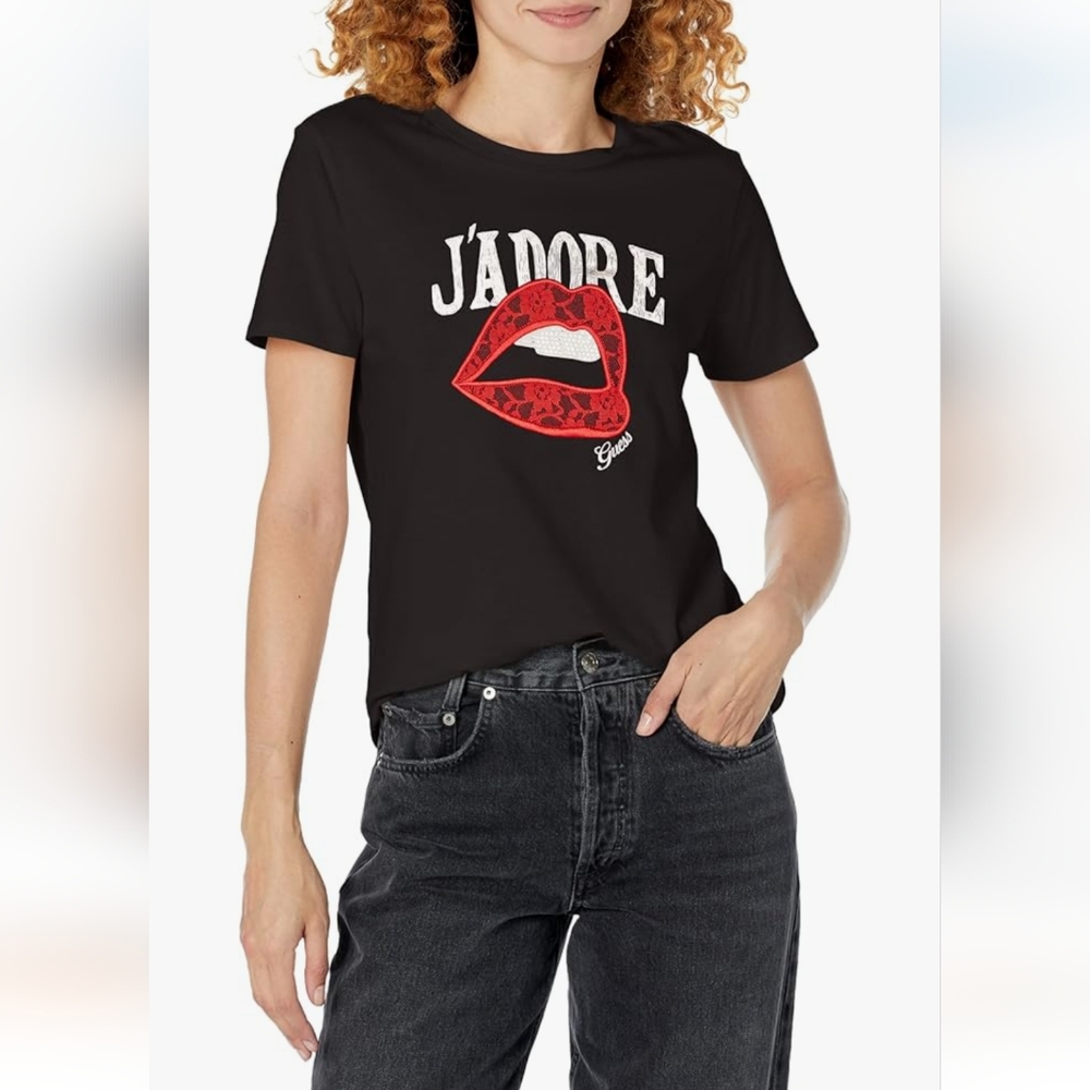 🆕GUESS Women's Short Sleeve J'adore Easy Tee   100% Cotton